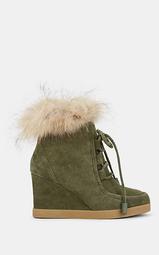Suede Platform-Wedge Ankle Boots