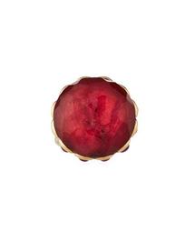 18K Rose Gold, Red Quartz & Diamond Ring, Size 6.75