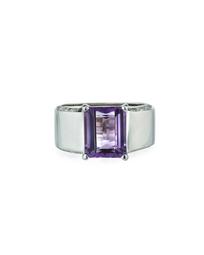 18K White Gold Diamond & Purple Topaz Ring, Size 7.5