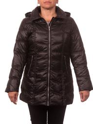 Women's Plus Size Down Blend Chevron Quilt Zip-Front Coat with Hood
