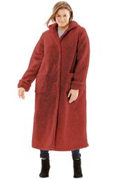 Plus Size Hooded Berber Fleece Duster Coat
