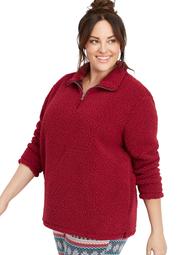 Plus Size Solid Sherpa Pullover