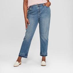 Women's Plus Size Released Hem Boyfriend Crop Jeans - Universal Thread™ Medium Wash