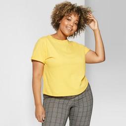 Women's Plus Size Short Sleeve Crew Neck Boxy T-Shirt - Wild Fable™ Fig Yellow