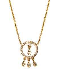 14k Diamond Circle & Teardrop Pendant Necklace