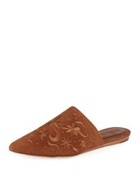 Allie Embroidered Suede Mules