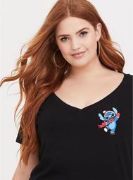 Disney Lilo & Stitch Xmas Black V-neck Top
