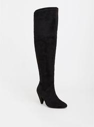 Black Faux Suede Over the Knee Boot (Wide Width)