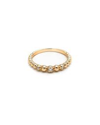 14k Gold Beaded Diamond Band Ring, Size 7