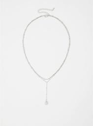 Silver-Tone CZ Layered Drop Necklace