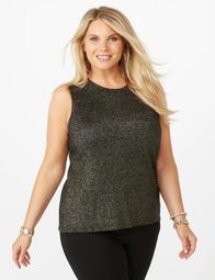 Luxe by Carmen Marc Valvo Plus Size Shimmered Lurex Tank 