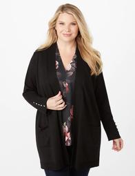 Plus Size Button Cuffed Duster