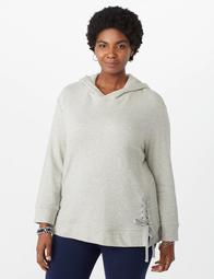 Plus Size Lace-Up Thermal Hoodie