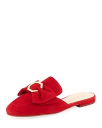 Leela Suede Bow Mules, Red