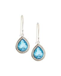 Rock Candy Teardrop Earrings in Swiss Blue Topaz with Diamonds, 28mm