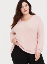Blush Pink Fuzzy Tunic Sweater