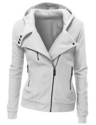 Doublju Women's Fleece Zip-Up High Neck Jacket