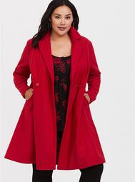 Red Fit & Flare Coat