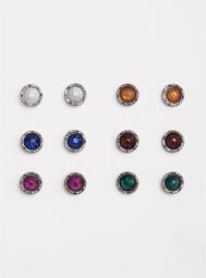 Round Colorful Stud Earring - Set of 6