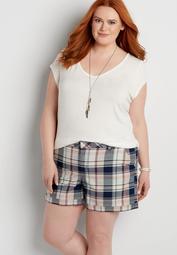 plus size chino shorts in plaid