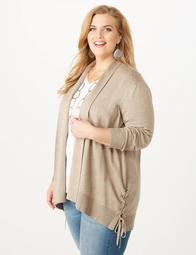 Plus Size Laced-up Side Cardigan 