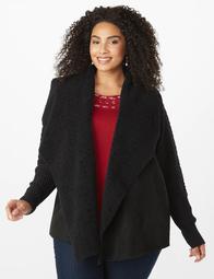 Plus Size Sherpa Sweater Back Cardigan 