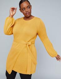 Girl With Curves Belted Wrap-Hem Sweater