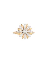 18k Gold Diamond Flower Ring, Size 6.75