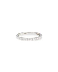 18k White Gold Thin Diamond Band Ring, Size 6.25