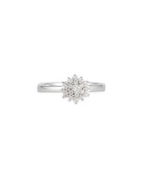 18k White Gold Diamond Mini Flower Ring, Size 6.75