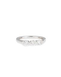 18k White Gold 3-Diamond Ring, Size 7.25