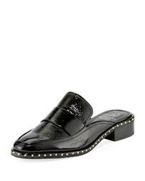 Tailored Leather Slide Mules