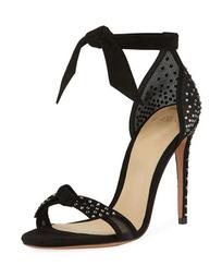 Clarita Stars Ankle-Tie Sandals, Black