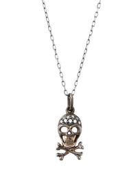 14k Black Gold Diamond Mini Skull Pendant Necklace