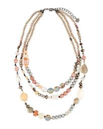 Crystal & Agate 3-Strand Necklace, Nude