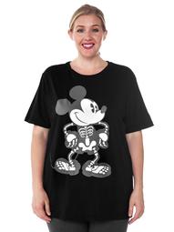 Women's Mickey Mouse Halloween Skeleton Plus Size T-Shirt