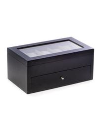 20-Compartment Black Wood Watch Box