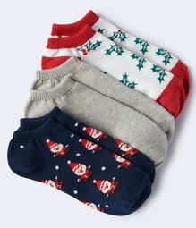 3-Pack Santa, Solid & Holly Ankle Socks