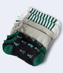 3-Pack Christmas Tree, Solid & Stripe Ankle Socks