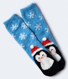Penguin Fuzzy Crew Socks