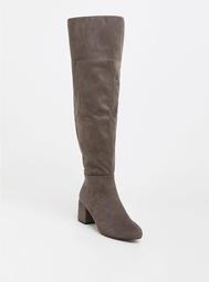 Grey Faux Suede Over the Knee Boot (Wide Width & Wide to Extra Wide Calf)