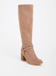 Tan Faux Suede Strappy Boot (Wide Width & Wide to Extra Wide Calf)