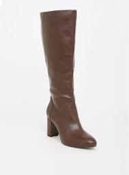 Brown Faux Leather Boot (Wide Width & Wide Calf)