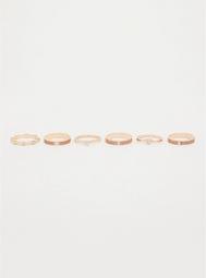 Rose Gold Sugar Heart Stackable Ring - Set of 6