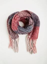 Burgundy and Grey Colorblock Scarf