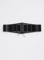 Black Mesh Lace-Up Corset Belt
