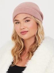 Dusty Pink Ribbed Knit Beanie