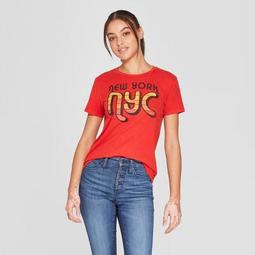 Women's Short Sleeve New York NYC Graphic T-Shirt - Mighty Fine (Juniors') Red