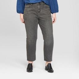 Women's Plus Size Fray Hem Straight Jeans - Universal Thread™ Gray Wash