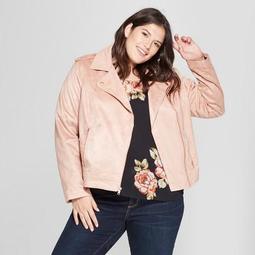 Day™ Women's Plus Size Faux Suede Moto Jacket - A New Day™ Pink